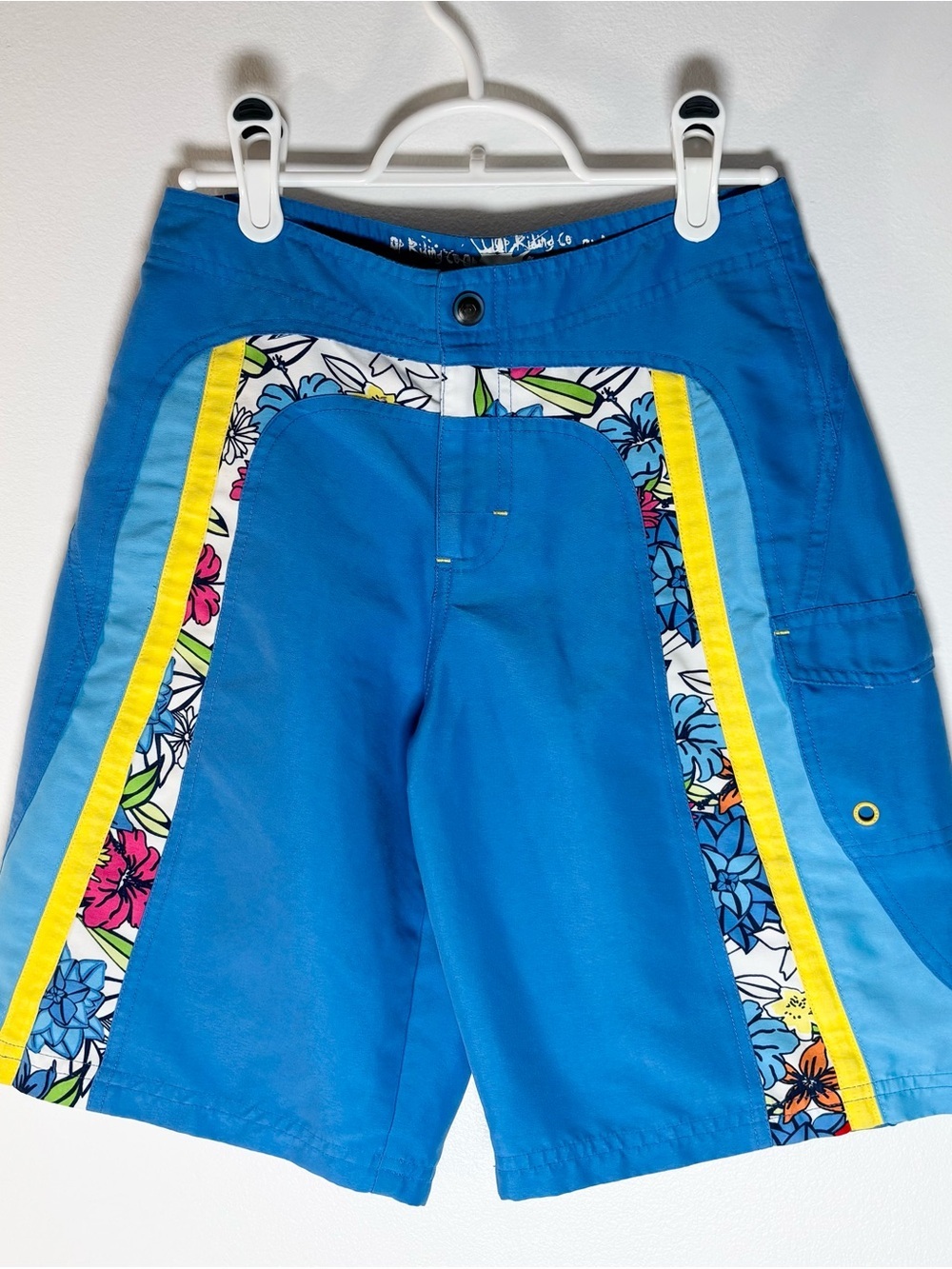 Vintage 90s OP Ocean Pacific Y2K Blue Hawaiian Floral Board Shorts Retro Cargo M